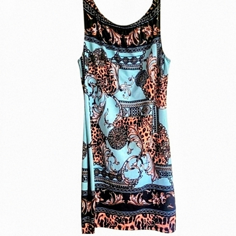 Vintage VENUS Greek Key, Animal Print Mini STYLE of Versace & Ribkoff Bodycon L